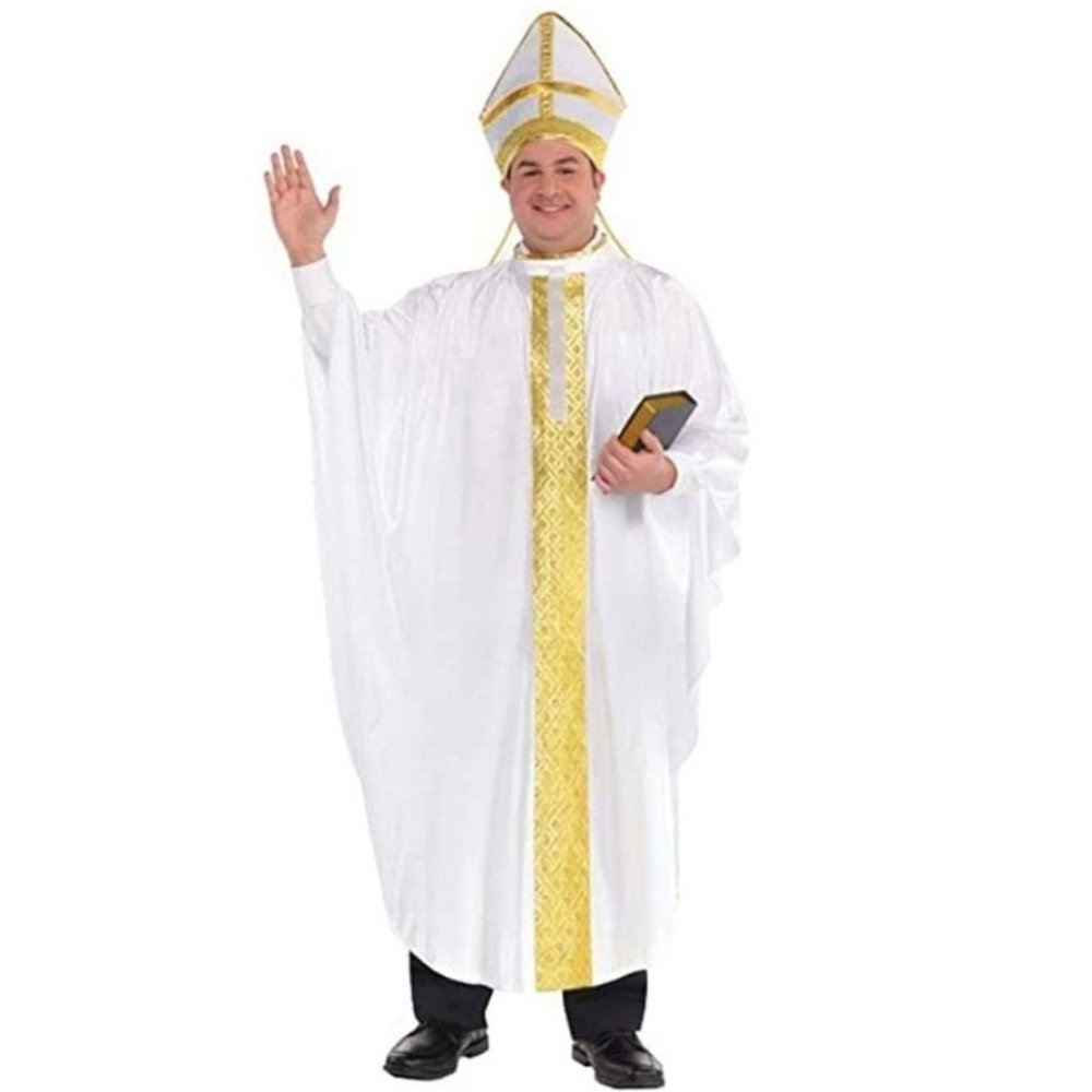 pope 2 piece costume #936 adult plus XXL white robe and hat new in package